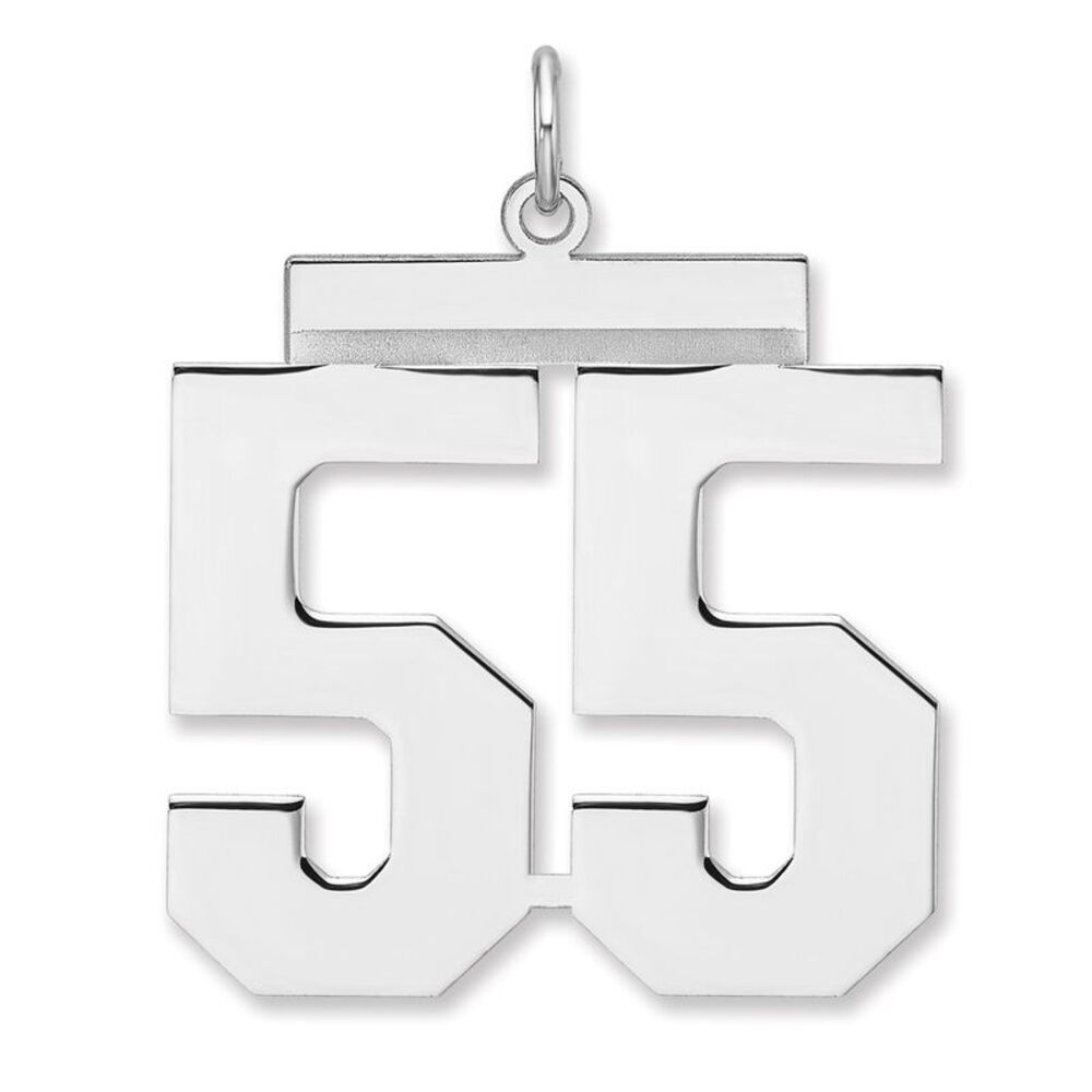 Sterling Silver, Athletic Collection, XL Polished Number 55 Pendant